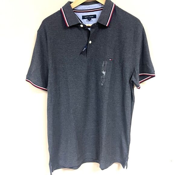 Tommy Hilfiger solid wicking grey polo Sz L - Picture 2 of 10